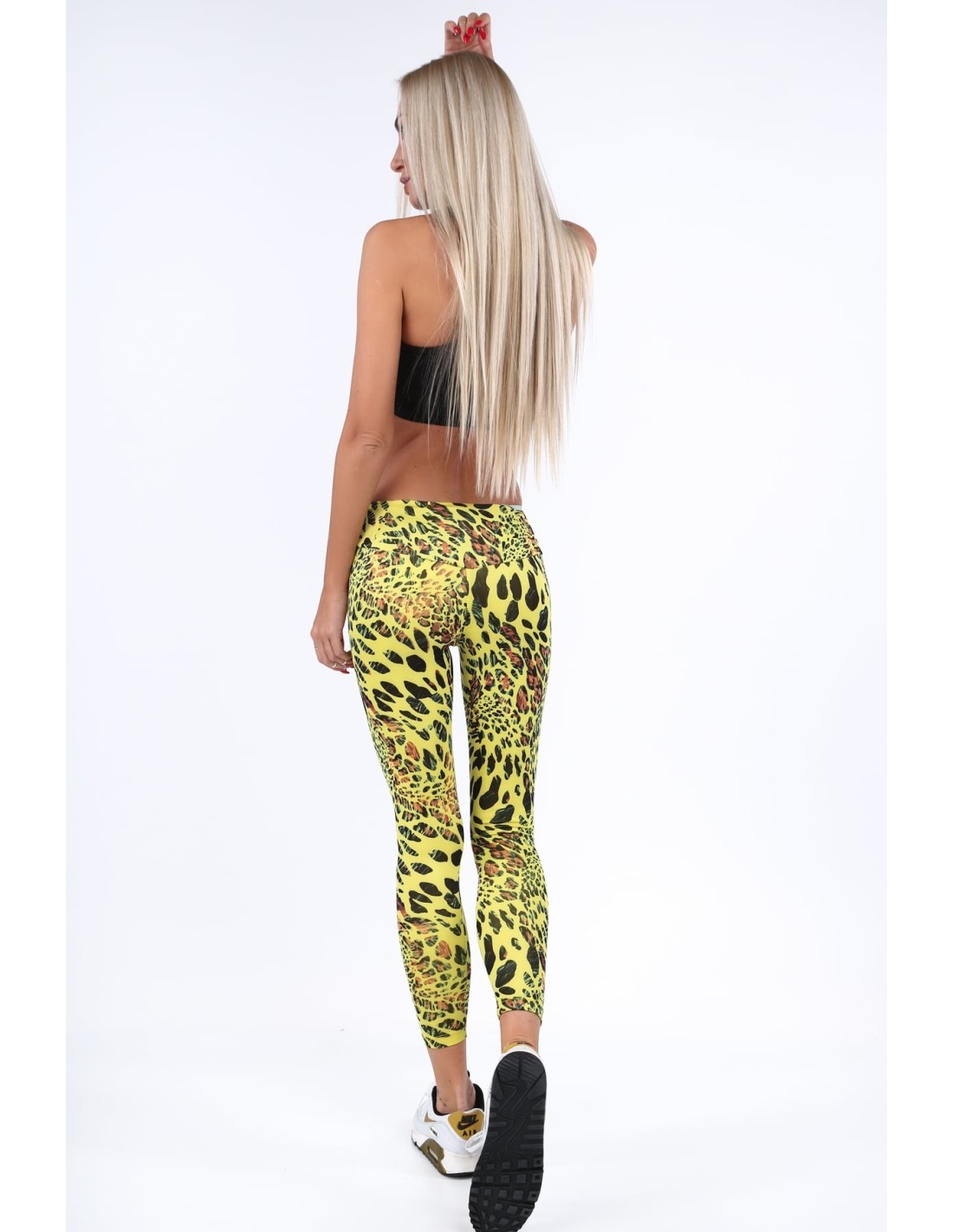 Yellow leopard print sports leggings H006 - Online store - Boutique